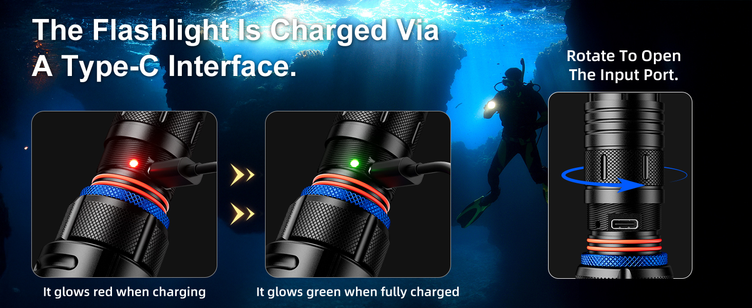 The falshtlight is charged A Type-c Interface