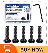 MroMax 20Pcs M6 x 25mm Flat Head Hex Socket Cap Screws, 304 Stainless Steel 18-8, Full Thread, Bl...
