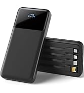 ZUOGGPET Portable Charger with Built in Cables, Power Bank with Cords Wires, Slim 10000mAh Travel...