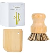 Bamboo Pot Dish Brush, Bamboo Pot Scraper, Kitchen Cleaning Tools for Cast Iron Skillets, Cookwar...