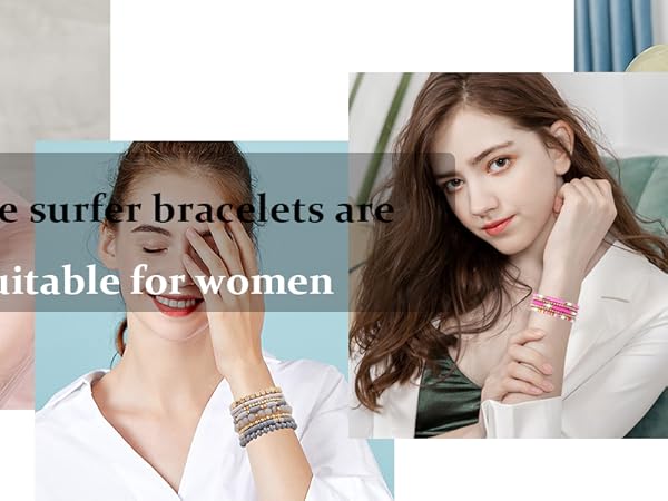 GOOJIDS Surfer Heishi Clay Bead Bracelets