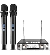 talomen Wireless Microphone System, Metal UHF Handheld Microphones Cordless Dynamic Mic Set, Auto...