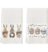 Artoid Mode Stripe Rabbit Bunny Eggs Easter Kitchen Towels Dish Towels, 18x26 Inch Spring Decorat...