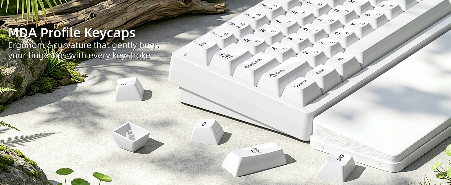 White Keycaps Ceramic Style PC Glossy Jelly Keycap for Mechanical Keyboard
