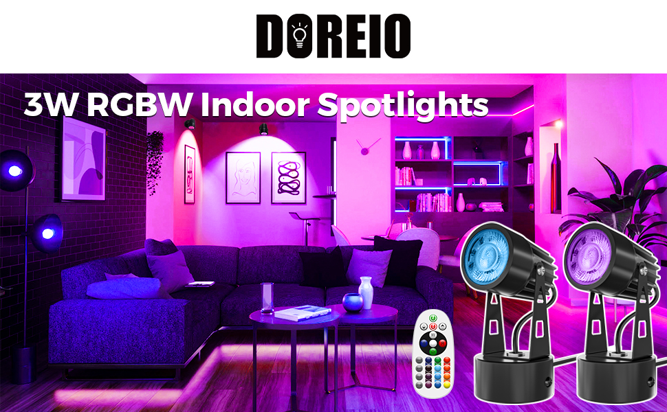 3W Indoor RGB Spotlights 2pack