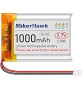 MakerHawk 3.7V Lipo Battery 1000mAh 803040 Rechargeable Lithium Polymer Battery with Micro PH1.25...