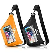 Odoland 2 Pack Waterproof Phone Pouch with Adjustable Waist Strap, IPX8 Screen Touch Sensitive Fl...