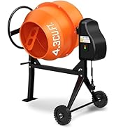 LDHTHOPI Concrete Mixer 4.3 Cu.Ft. – 450W (3/5HP) Heavy Duty Portable Concrete Mixer with Wheel &amp;...