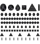 PH PandaHall 80pcs Stone Cabochons 6 Styles Synthetic Turquoise Cabochons Black Texture Gemstone ...