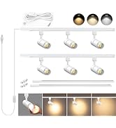 VANoopee 3 Color Plug in Track Lighting with Power Cord, 6-Light LED Track Lighting Kit with 6.6F...