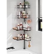 YASONIC Corner Shower Caddy Tension Pole, 25.7-109.1in Adjustable Shower Shelves, Rust-Resistant ...