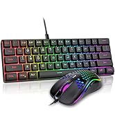 RedThunder 60% Gaming Keyboard and Mouse Combo, Ultra-Compact 61 Keys RGB Backlit Mini Keyboard, ...