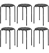 VECELO Stackable Stools Set of 6, 17.7 Inch Standard Height, Portable Plastic Colourful Decoratio...