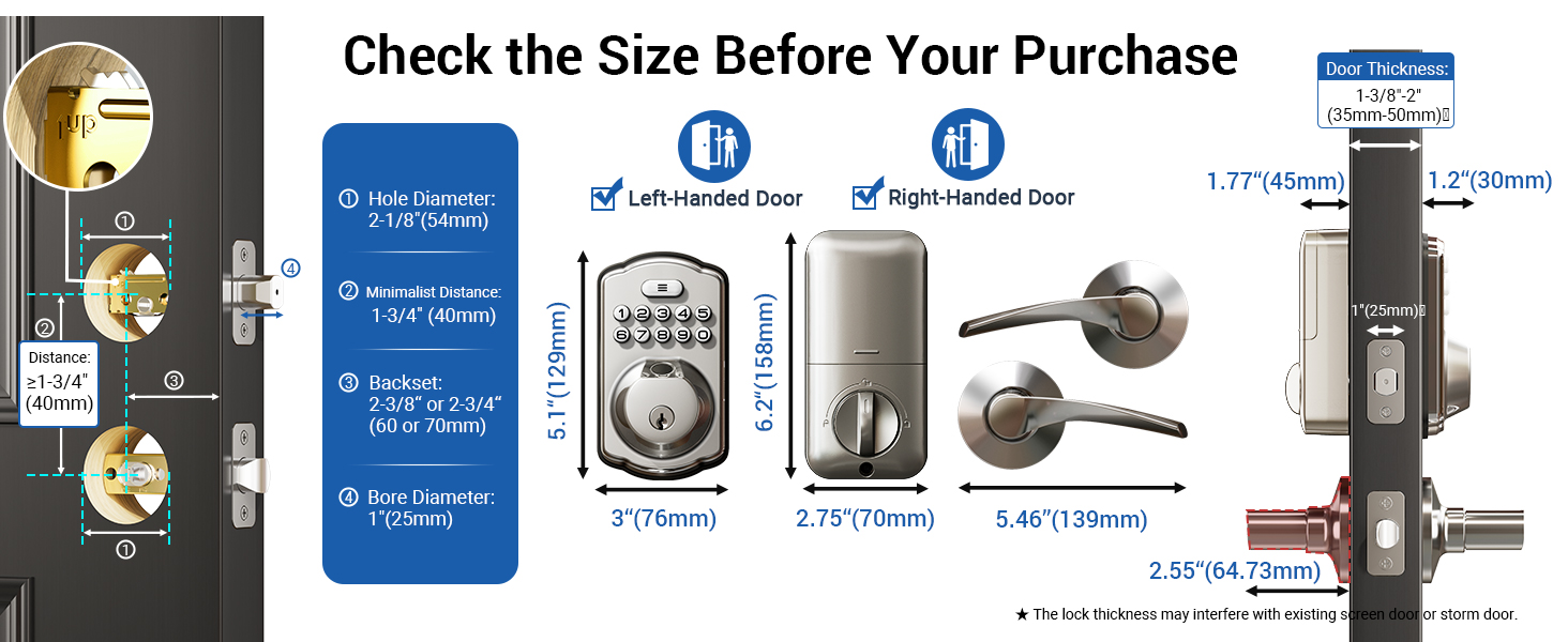 keyless entry door lock deadbolt with handle set