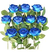 Kenpal 10pack Realistic Fake Roses Artificial flowers with Stem for Wedding Decoration Centerpiec...