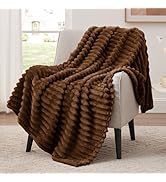 EXQ Home Fleece Throw Blanket for Couch or Bed - 3D Stripe Jacquard Decorative Blankets - 280GSM ...