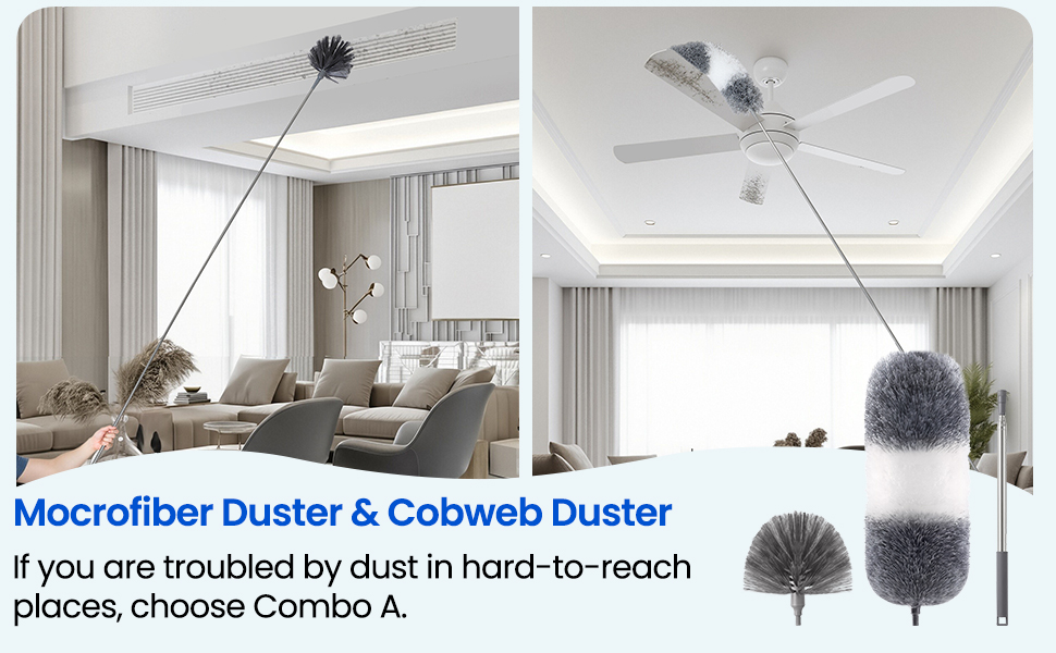 Mocrofiber duster and cobweb duster set