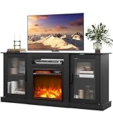 WLIVE Fireplace TV Stand for 65" TV, Entertainment Center with 18 Inch Electric Fireplace, TV Con...