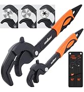 HORUSDY Heavy Duty Pipe Wrench Set, 10” and 15” Self-Adjusting Pipe Wrenches for Plumbing and HVA...
