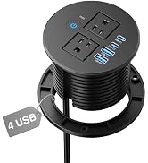 Desk Power Grommet Outlets 2 USB C 20W, 2 USB-A, Overload Switch, 3.15 inch | 2 AC Outlets, PD 20...