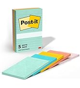 Post-it Notes, 4x6 in, 5 Pads, America's #1 Favorite Sticky Notes, Beachside Café Collection, Pas...