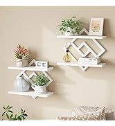 ELYKEN Floating Shelves for Wall, Set of 2 Hanging Shelves, 2-Tier Wall Mounted Storage Shelves f...