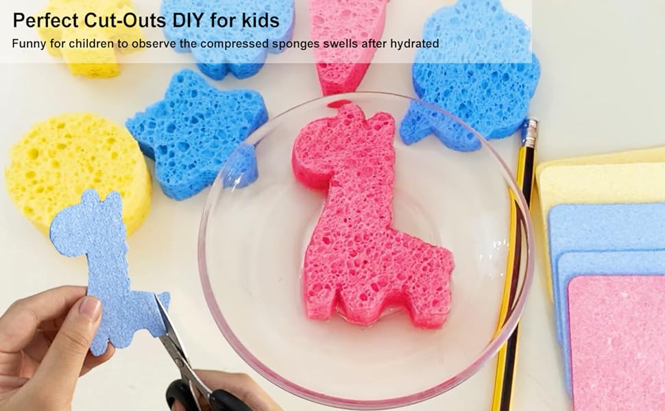 Compressed Cellulose Sponges Non-Scratch Natural Sponge Cleaning Scrub Sponge kitchen Cut-Outs DIY