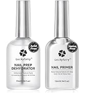 Luckyfairy Nail Dehydrator and Primer, Acid-Free &amp; HEMA-Free Nail Prep Kit for Gel Nails &amp; Press ...