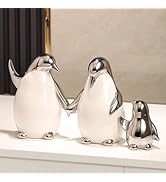 Tuioyoc Set of 3 Ceramic Statues Aesthetic Abstract Penguins Sculpture Cute Modern Home Decor Dec...