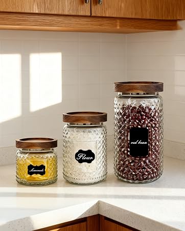 Vintage Glass Jar with Labels