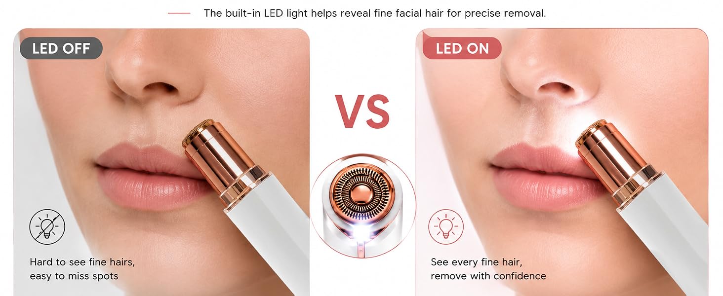 Facial Hair Remover for Women, Painless Electric Face Shaver 