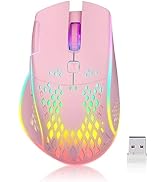 VEGCOO Wireless Gaming Mouse, C30 Silent Click Wireless Rechargeable Gaming Mouse with Double-Cli...