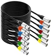 tisino XLR to XLR Microphone Cable, 6-Pack Multi-Colored XLR Male to Female Mic Cable with 3-Pin ...