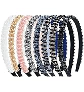 8 Pack Luxury Women Pack Baroque Hairbands Crystal Rhinestone Headband Beads Diamond Jeweled Spar...