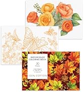 30 Sheets Watercolor Coloring Book, A5 (8.3 x 5.8) Watercolor Workbook, 140 lb/300 GSM Flower Wat...