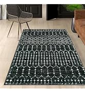 Lahome Moroccan Black Area Rug for Living Room 3x5 Non-Slip Washable Stain Resistant Large Kitche...