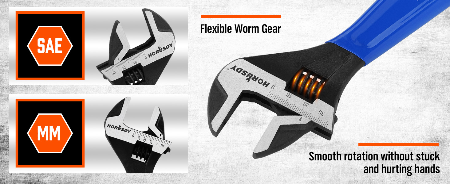 HORUSDY 3 Piece Adjustable Wrench Set
