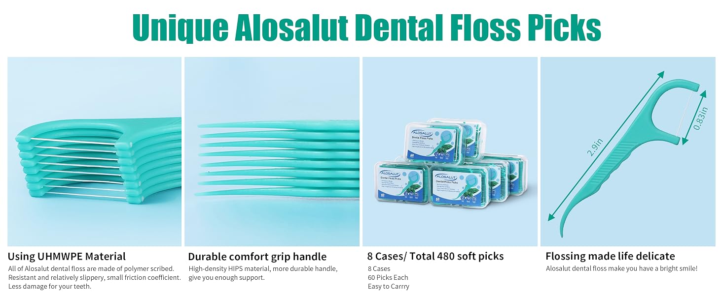 Alosalut 480 Pack Mint Dental Floss Picks