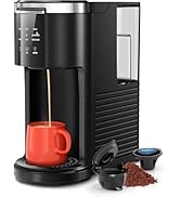 Kismile Single Serve Coffee Maker, 2 in 1 Drop Coffee Machine Compatible with K Cup &amp; Ground Coff...