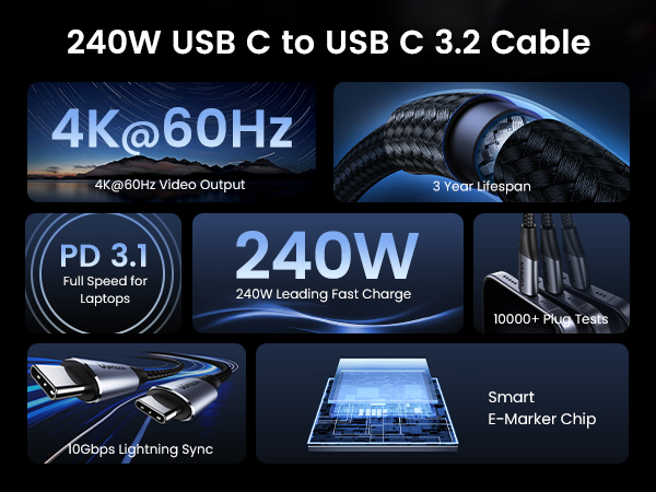240w usb c to usb c 3.2 cable