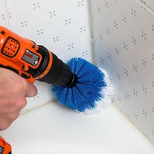 revoclean, revo clean, tile, grout clean, dirty grout, grout brush, drillbrush, drill brush