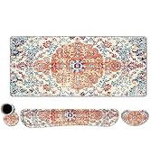 Lauspuck Keyboard Mouse Pad Set, Extended Gaming Mouse Pad +Keyboard Wrist Support +Mouse Wrist R...