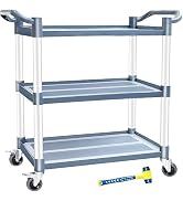 AQNIEGEP Utility Carts with Wheels Food Office Restaurant Rolling Cart 510lbs Capacity, Lockable ...