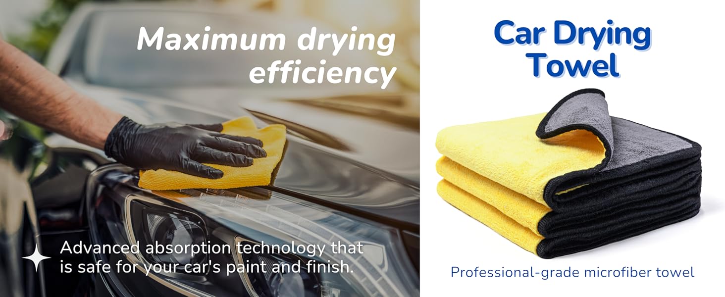 Drying and detailing a car with a microfiber