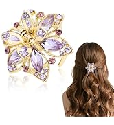 FRCOLOR Vintage Purple Rhinestone Flower Hair Claw Clip Decorative Metal Sparkly Fancy Hair Jaw C...