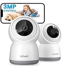ieGeek Indoor Camera, 2K Cameras for Home Security, 5G Security Camera Indoor, 360° Pet/Dog/Baby Cam...