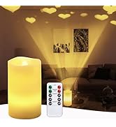 AVEKI Heart Flameless Candles Projector, Valentine's Day LED Pillar Candles with Remote and Timer...