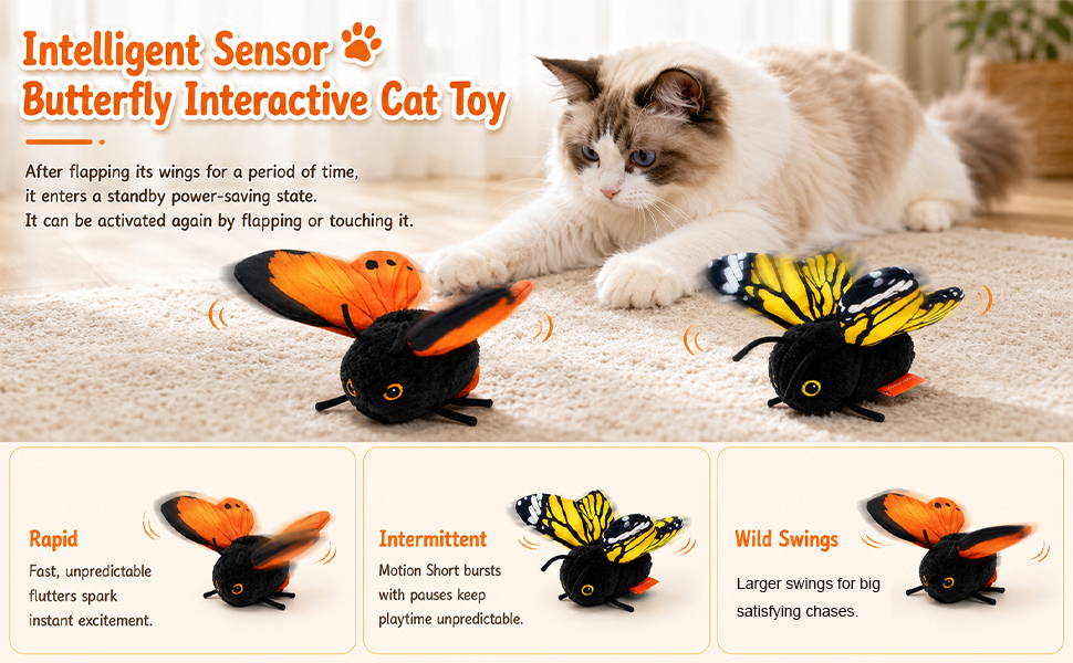 Smart Flapping Butterfly Toy Interactive Cat