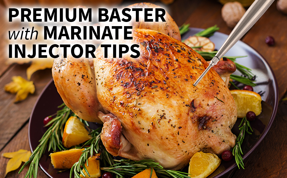 premium baster with marinate injector tips detachable precision needle and angle needle