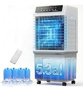 Uthfy 1800CFM Evaporative Air Cooler, 3-in-1 Swamp Cooler with Design Top Fill, 5.3Gal Water Tank...